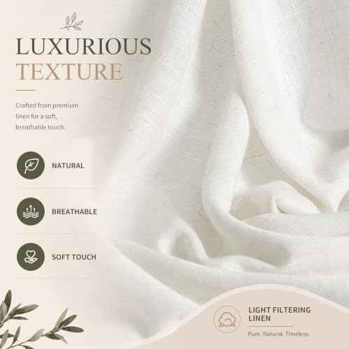 Natural Linen Curtains 92 Inches Long for Living Room 2 Panels (Natural / 52"W x 92"L (Pack of 2))