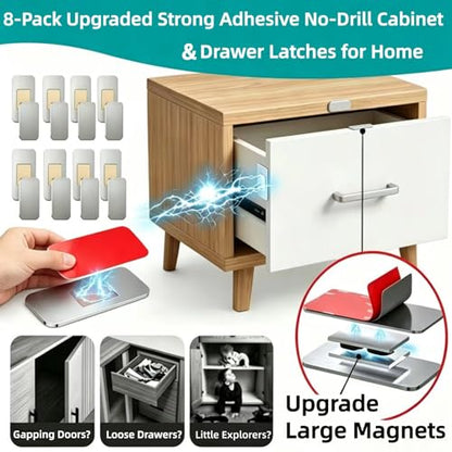 8 Pack Magnetic Cabinet Door Catch (Silver)