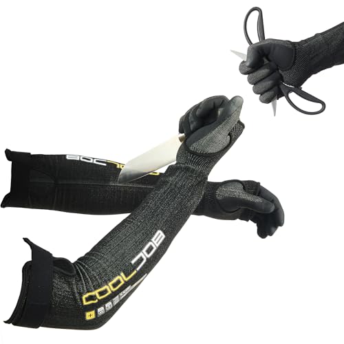 A5 Cut Resistant Touchscreen Work Gloves and Adjustable Arm Sleeves