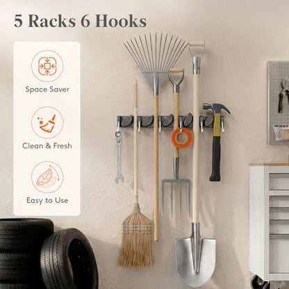 Mop and Broom Holder Organzier Wall Mount Non