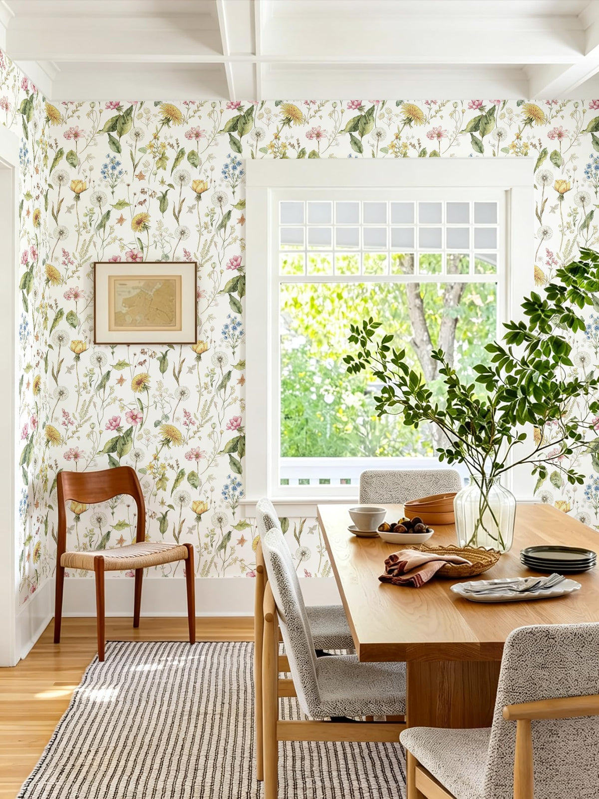 Floral Peel and Stick Wallpaper Wildflower Leaf 16.9" x 196.8" (Colorful / 16.9" x 196.8")