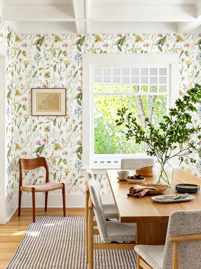 Floral Peel and Stick Wallpaper Wildflower Leaf 16.9" x 196.8" (Colorful / 16.9" x 196.8")