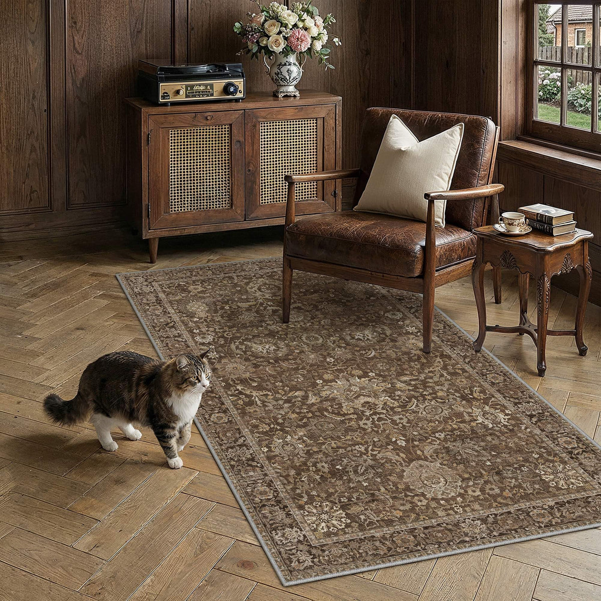 Area Rugs 3x4 Brown Vintage Rug for Living Room (Retro | Brown / 3' x 4' (Rectangular))
