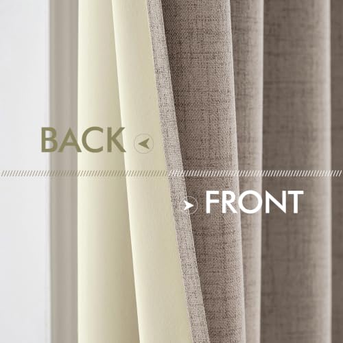 100% Blackout Linen Curtains for Bedroom 52x96 Inches Linen (Linen / 52"W x 96"L (Pack of 2))