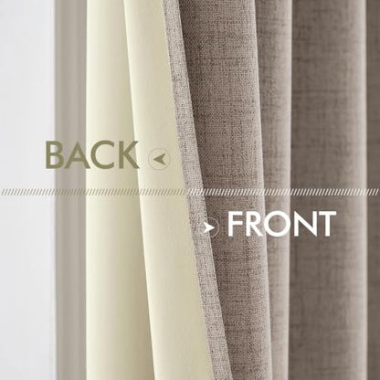 100% Blackout Linen Curtains for Bedroom 52x96 Inches Linen (Linen / 52"W x 96"L (Pack of 2))