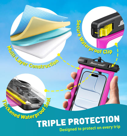 Waterproof Phone Pouch (2-Pack Bright Red)