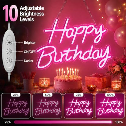 Happy Birthday Neon Sign for Backdrop
