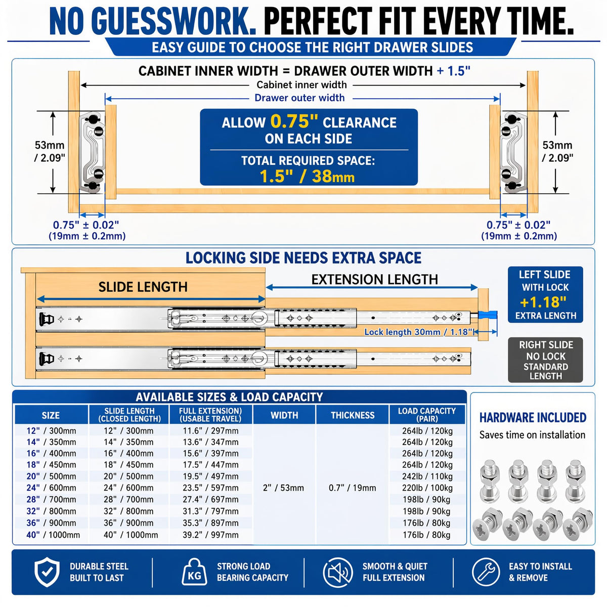 32 Inch Heavy Duty Locking Drawer Slides (32 Inch)