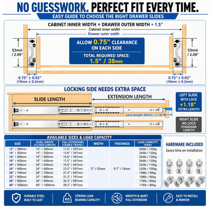 32 Inch Heavy Duty Locking Drawer Slides (32 Inch)