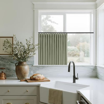 Sage Green Blackout Small Kitchen Window Curtains 36 Inch Length W50xL36 (Sage Green / 50"W x 36"L (Pack of 2))