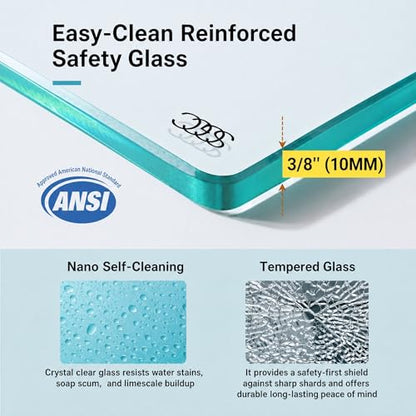67 72" W x 76" H Frameless Bypass Sliding Shower Door for Walk in Shower