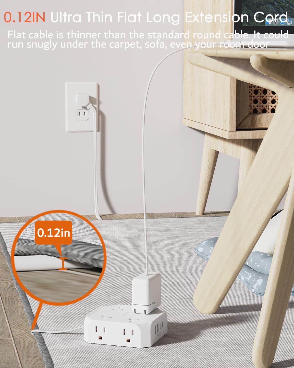 2 Prong Power Strip (5FT White)
