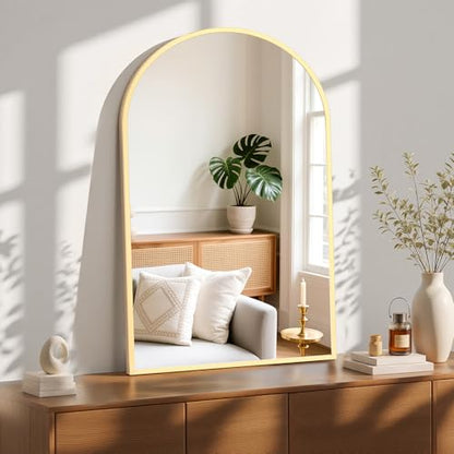26"x38" Arched Bathroom Mirror (Gold / 39"L x 26"W / Arched-Top)