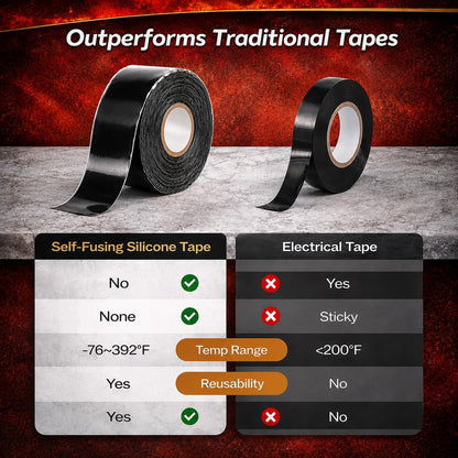 Self Fusing Silicone Tape 1" x 36' Black (Black / 1-Inch x 36-Feet)