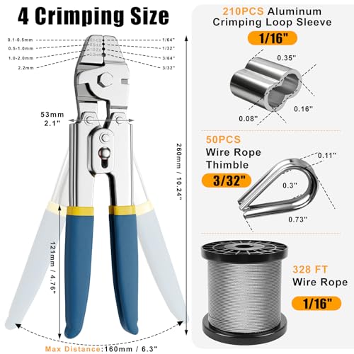 328FT Wire Rope Crimping Tool Kit