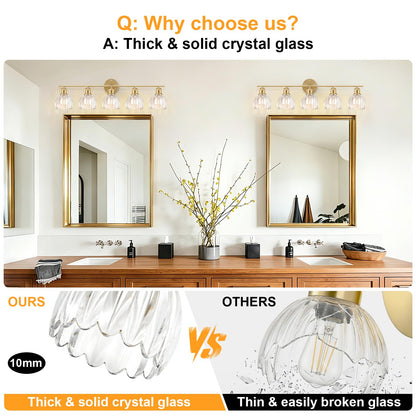Bathroom Light Fixtures (30" Gold Base-Clear / 5-light)