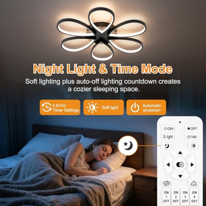 Modern Led Ceiling Light 25inch Dimmable Flush Mount Ceiling Light with Remote Control 6 Rings Close to Ceiling Lamp Fixtures for Kitchen Dining Room Bedroom Living Room