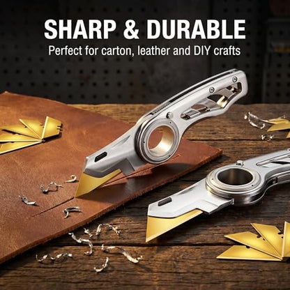 2 Pack Heavy Duty Box Cutter Pocket Folding Utility Knife