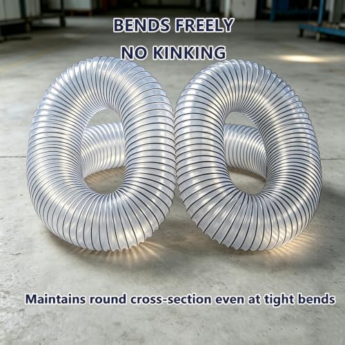 4" x 16' Clear Black PVC Dust Collection Hose Steel Wire Reinforced