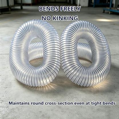 4" x 16' Clear Black PVC Dust Collection Hose Steel Wire Reinforced