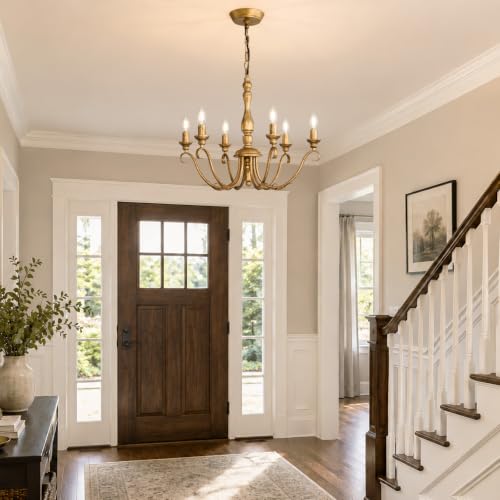 Farmhouse Vintage Antique Brass Chandelier