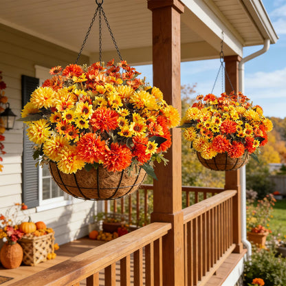 8Pcs Fake Flowers Artificial Mums for Outdoors (Mixed Mums / 8Pcs)
