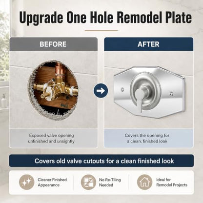 One-Hole-Remodel-Cover-Plate for 2 Handle or 3 Handle ShowerPolished Chrome (Polished Chrome)