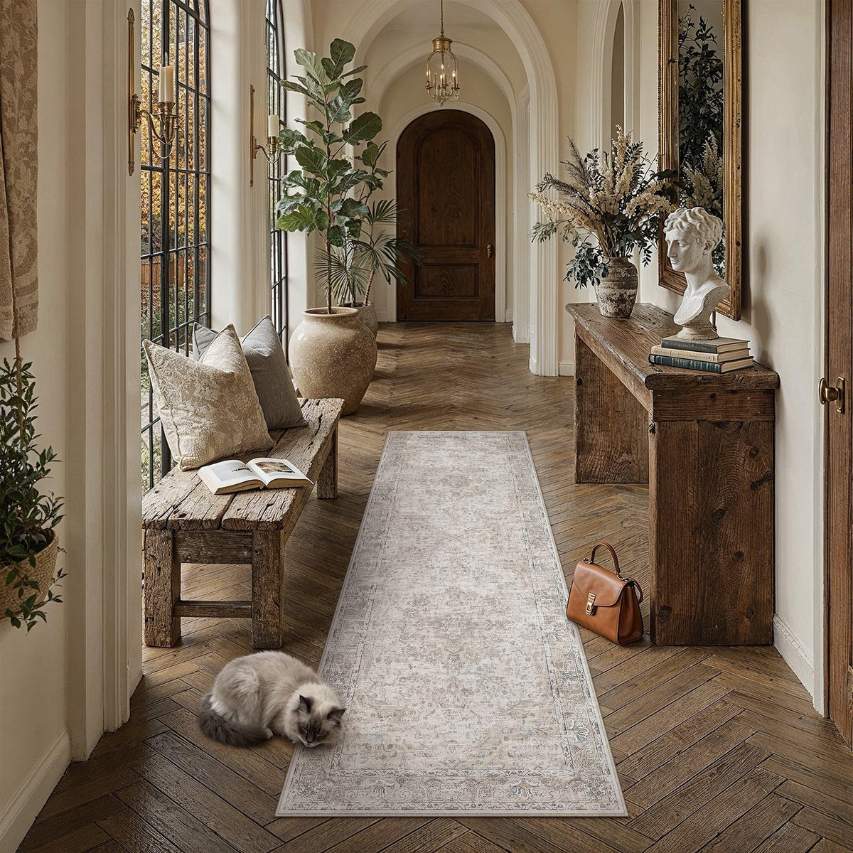 Beige Runner Rugs 2x5 Washable Rug Indoor Carpet (Multi Beige / 2' x 5' (Runner))