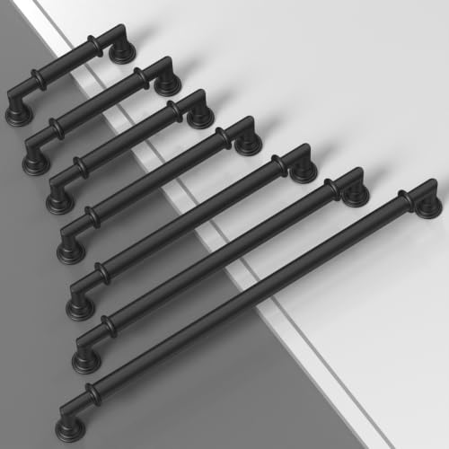 5 Pack Matte Black Cabinet Pulls 4 Inch (4" Hole Center / Matte Black)