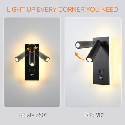 Wall Mounted Reading Light with USB