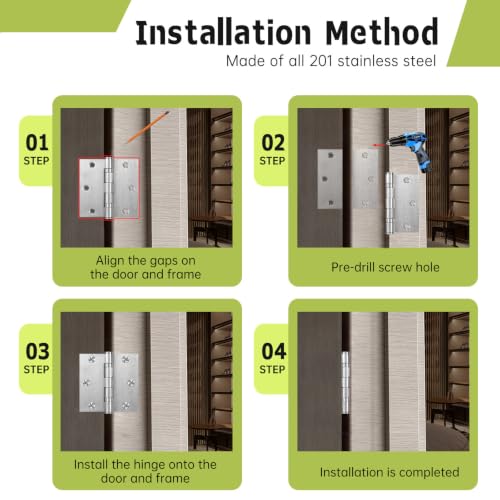 Square Stainless Steel Ball Bearing Door Hinges with Screws