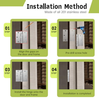 Square Stainless Steel Ball Bearing Door Hinges with Screws