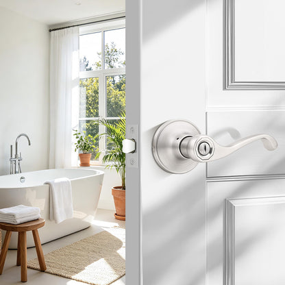 Scroll Privacy Door Lever 6 Packs (Satin Nickel)
