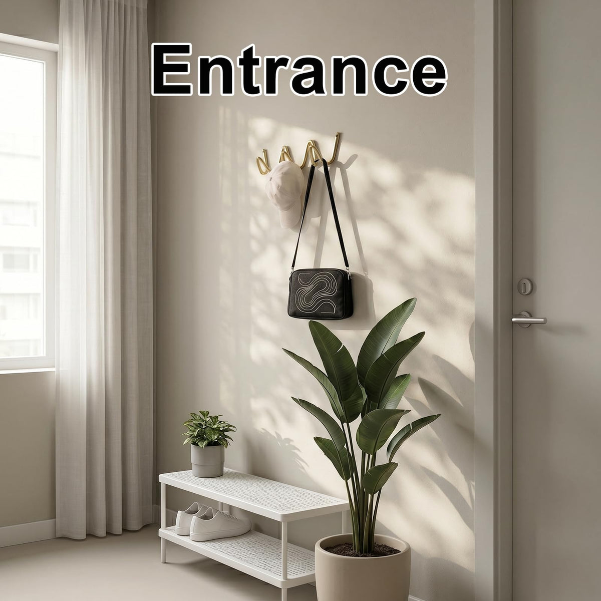 Wavy Wall Mount Coat Rack (Gold-1P / 11.4" x 2.95" (29cm x 7.5cm))