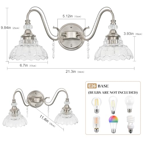 Brushed Nickel Bathroom Vanity Light (Nickel / 2-Light)