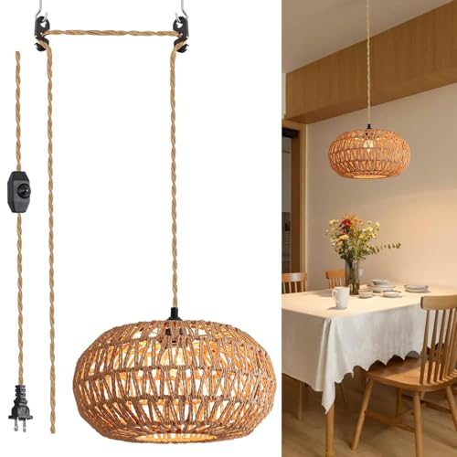 Hanging Lamp 12 inch Boho Plug in Pendant Light