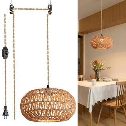 Hanging Lamp 12 inch Boho Plug in Pendant Light