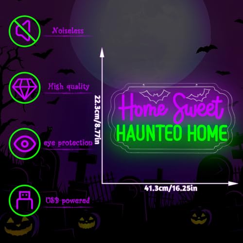 Home Sweet Haunted Home Halloween Neon Sign Haunted House Neon Led Sign (Home Sweet Haunted Home)