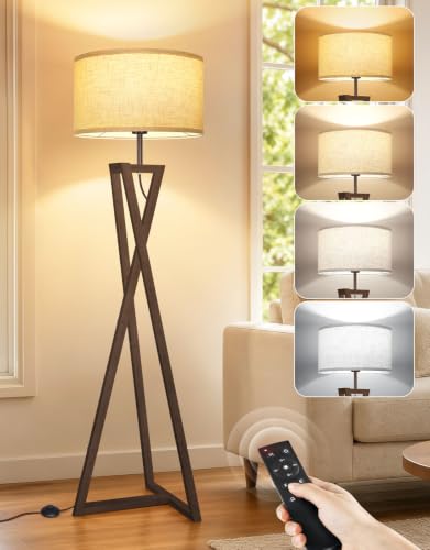 62" Wood Tripod Floor Lamp with Shelves