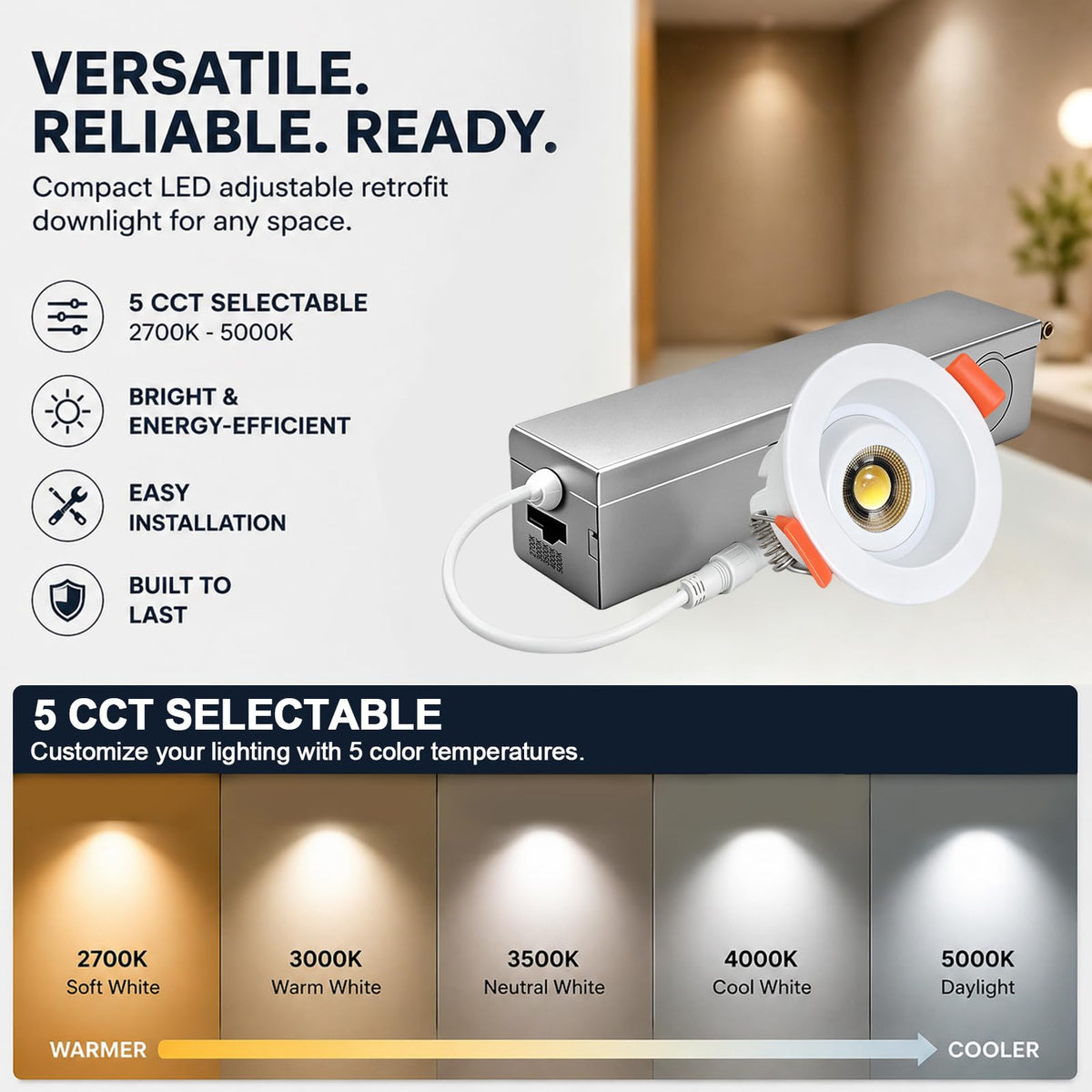 Gimbal LED Recessed Light (12P-White / 2 Inches- Anti glare)