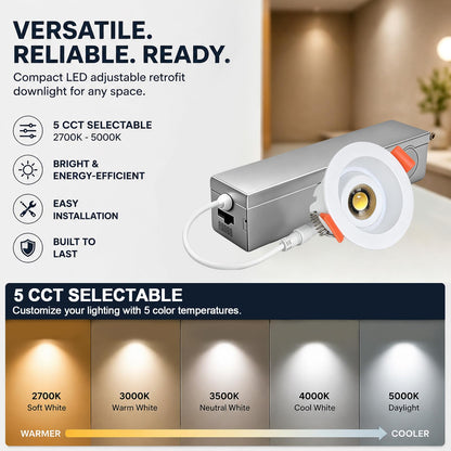 Gimbal LED Recessed Light (12P-White / 2 Inches- Anti glare)