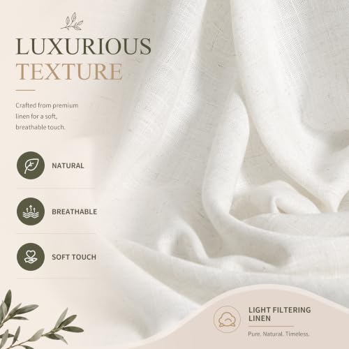 Natural Linen Curtains 70 Inches Long for Living Room 2 Panels (Natural / 52"W x 70"L (Pack of 2))