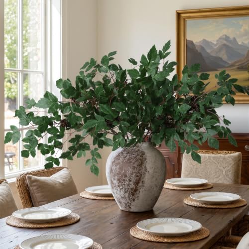 Artificial Eucalyptus Leaves Stem Fake Greenery Branches Real Touch DIY Stems for Festival Home Kitchen Garden Party Farmhouse Office Decor