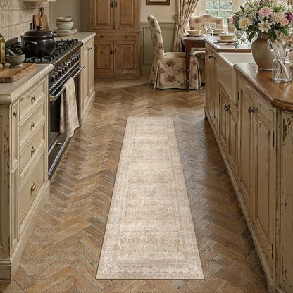 2x8 Beige Neutral Retro Runner Rug (Retro | Beige / 2' x 8' (Runner))