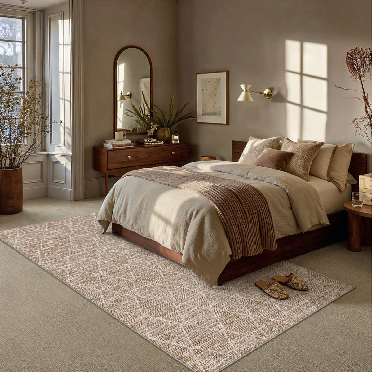 5x7 Area Rug Brown Washable Rugs for Living Room (L| Brown / 5' x 7' (Rectangular))