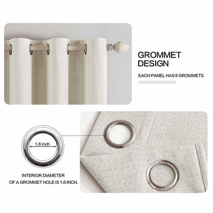 100% Blackout Linen Curtains for Bedroom 42x63 Inches Linen Beige (Linen Beige / 42"W x 63"L (Pack of 2))