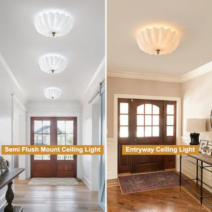 Milk Glass Ceiling Light Flush Mount Flower Shade 3