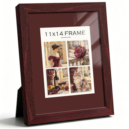 11x14 Red Wood Grain Picture Frame (Red Frame Red Mat / 11x14)