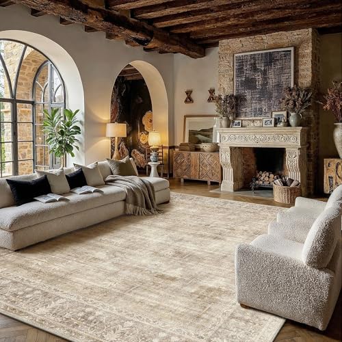 Beige 9x12 Neutral Area Rugs for Living Room (Vintage Beige / 9' x 12' (Rectangular))