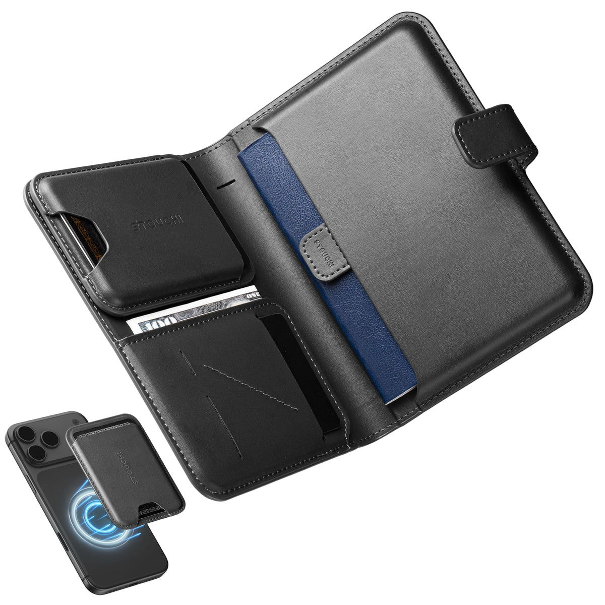 Passport Holder with AirTag (Black)